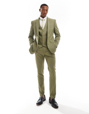 Asos Design Skinny Suit Pants In Sage-green