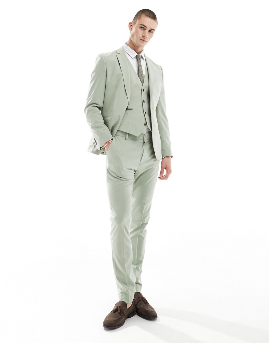 Asos Design Skinny Suit Pants In Sage-green