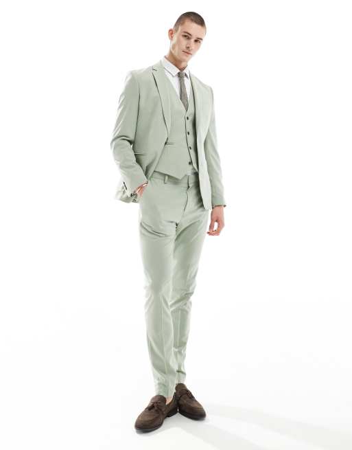 ASOS DESIGN skinny suit pants in sage