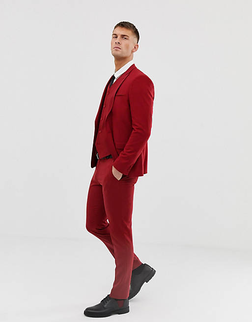 ASOS DESIGN skinny suit pants in scarlet red