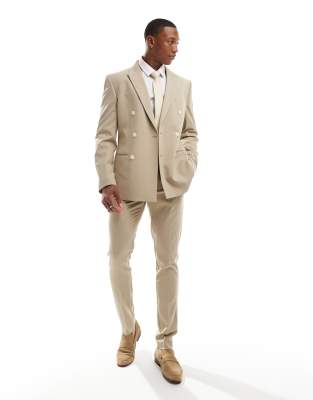 Asos Design Skinny Suit Pants In Stone-neutral