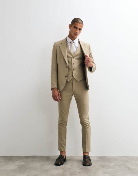 ASOS DESIGN skinny suit pants in stone - view 1