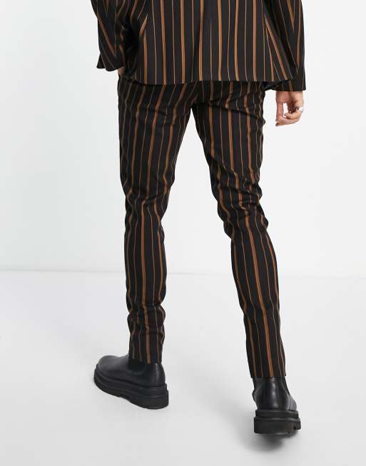 ASOS DESIGN cigarette pants with elastic waist in textured stripe