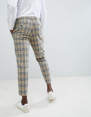 grey and yellow plaid pants