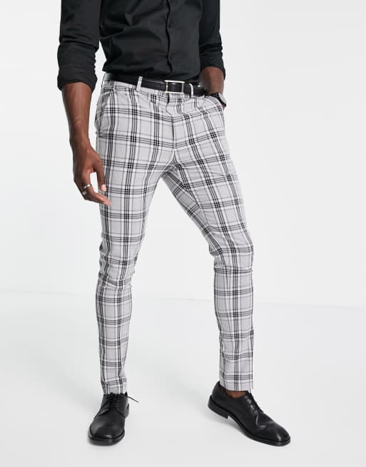 ASOS DESIGN skinny suit with prince of wales check in grey, 2 of 2