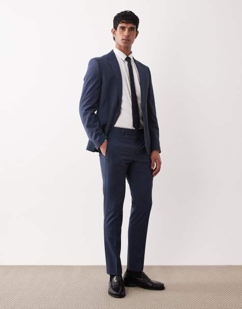 ASOS DESIGN skinny suit pants with washable wool in navy - view 1