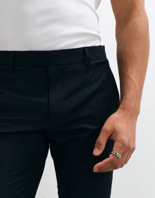 ASOS DESIGN skinny suit pants with wool in black | ASOS