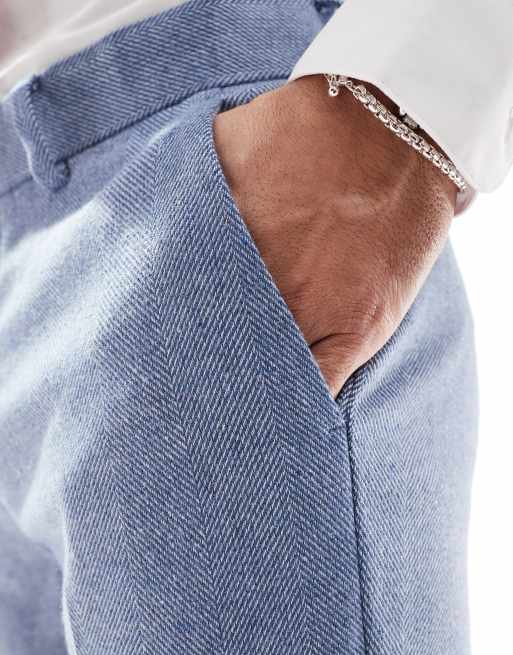 ASOS DESIGN skinny suit pants with wool in blue