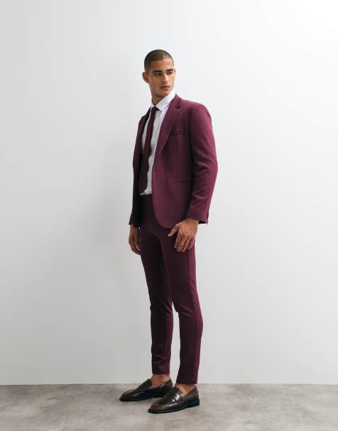ASOS DESIGN skinny suit set in burgundy - view 1