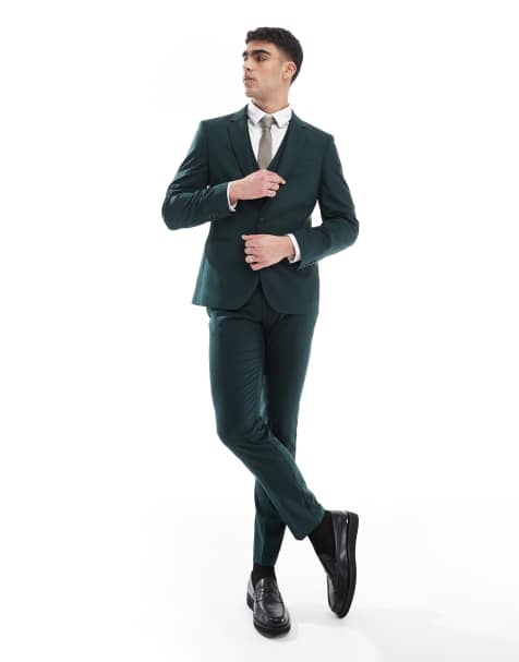 ASOS DESIGN skinny suit set in dark green color - view 1