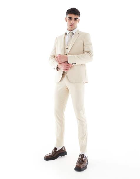 ASOS DESIGN skinny suit set in stone color - view 1