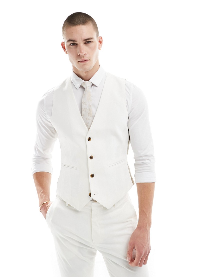 Asos Design Skinny Suit Vest In Light Stone-neutral