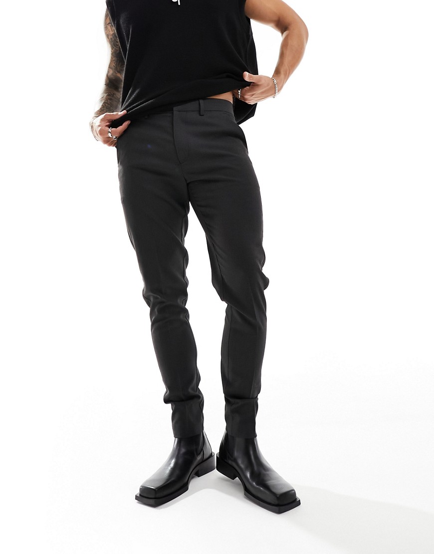 ASOS DESIGN skinny suit trouser in black pindot