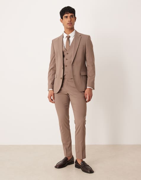 ASOS DESIGN skinny suit trouser in brown - view 1