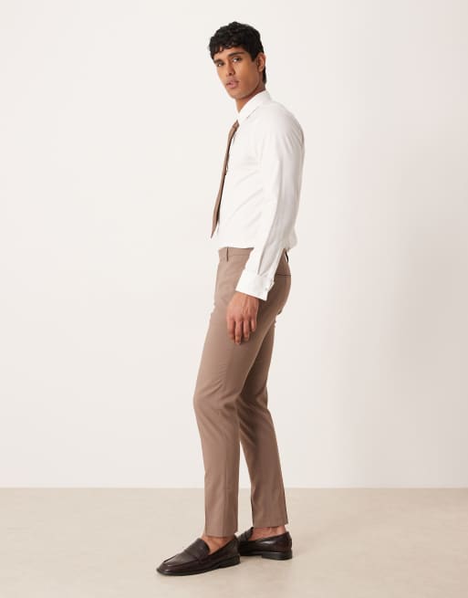 ASOS DESIGN skinny suit trouser in brown, 3 of 5