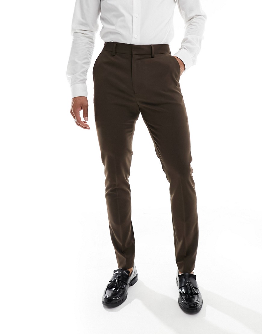 ASOS DESIGN skinny suit trouser in chocolate brown