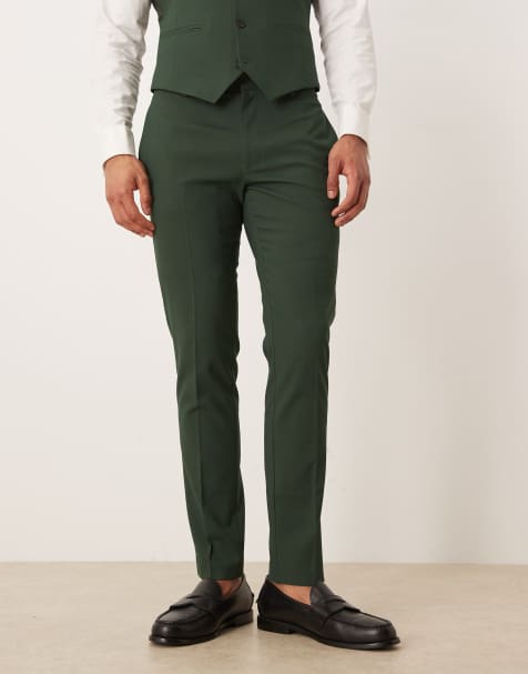ASOS DESIGN skinny suit trouser in dark green - view 2