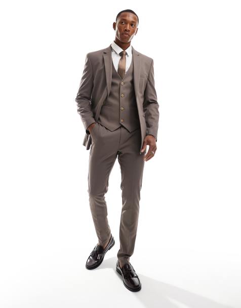 ASOS DESIGN skinny suit trouser in mink - view 1