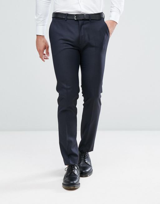 ASOS DESIGN skinny suit trouser in navy 100% wool | ASOS