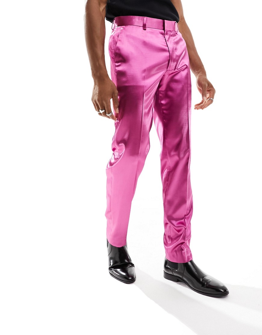 ASOS DESIGN skinny suit trouser in pink satin