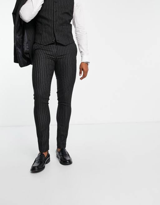 Black pinstripe suit store trousers