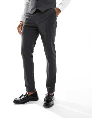 Asos Design Skinny Suit Trousers In Charcoal-gray