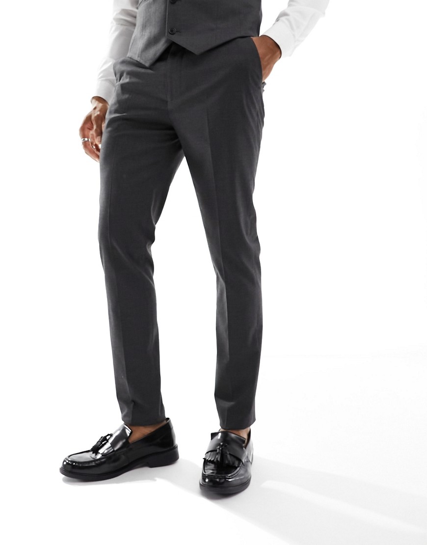 ASOS DESIGN skinny suit trousers in charcoal-Grey