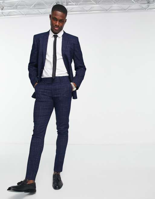 Asos mens navy on sale suit