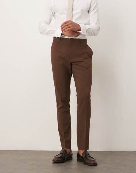 ASOS DESIGN skinny suit trousers in dark brown - view 1