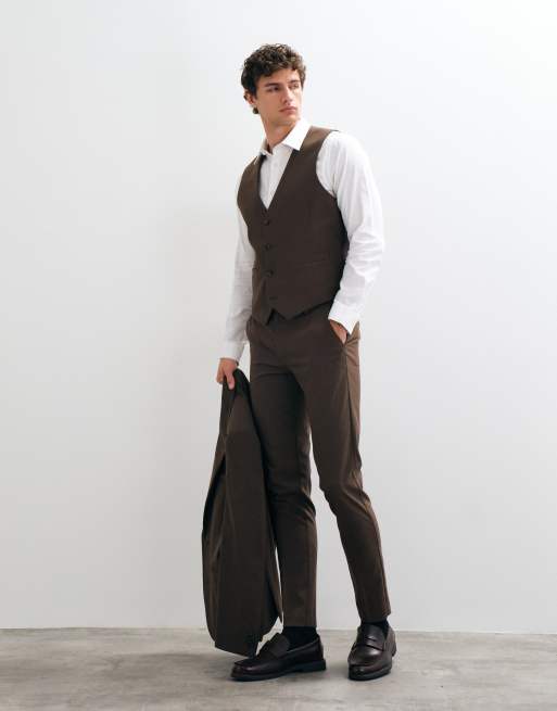 ASOS DESIGN skinny suit trousers in dark brown, 3 of 5