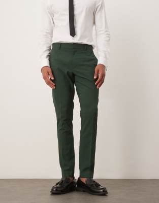 ASOS DESIGN skinny suit trousers in dark green ASOS