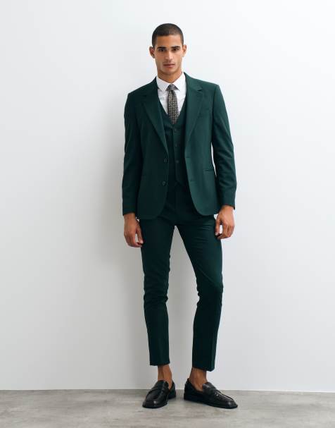 ASOS DESIGN skinny suit trousers in dark green - view 1