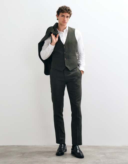 ASOS DESIGN skinny suit trousers in green microtexture, 3 of 5