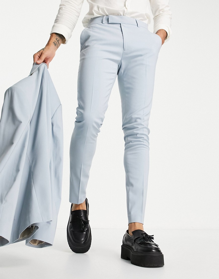 ASOS DESIGN skinny suit trousers in icy blue