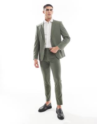 skinny suit trousers in khaki-Green