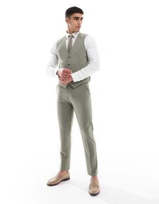 skinny suit trousers in khaki-Green