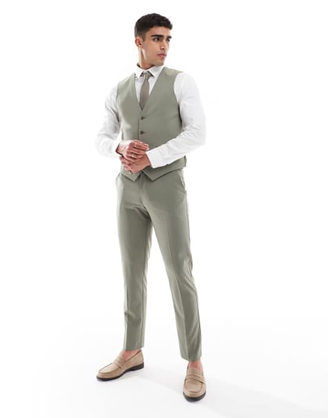 ASOS DESIGN skinny suit trousers in khaki - view 1