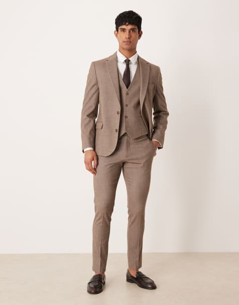 ASOS DESIGN skinny suit trousers in light brown twill