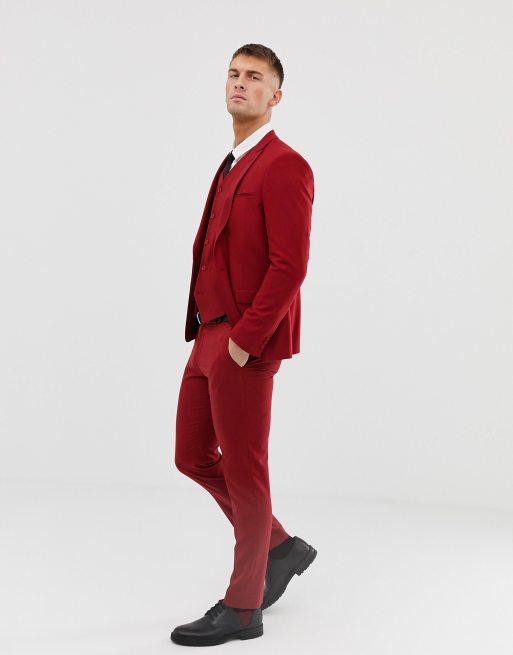 asos red trouser suit