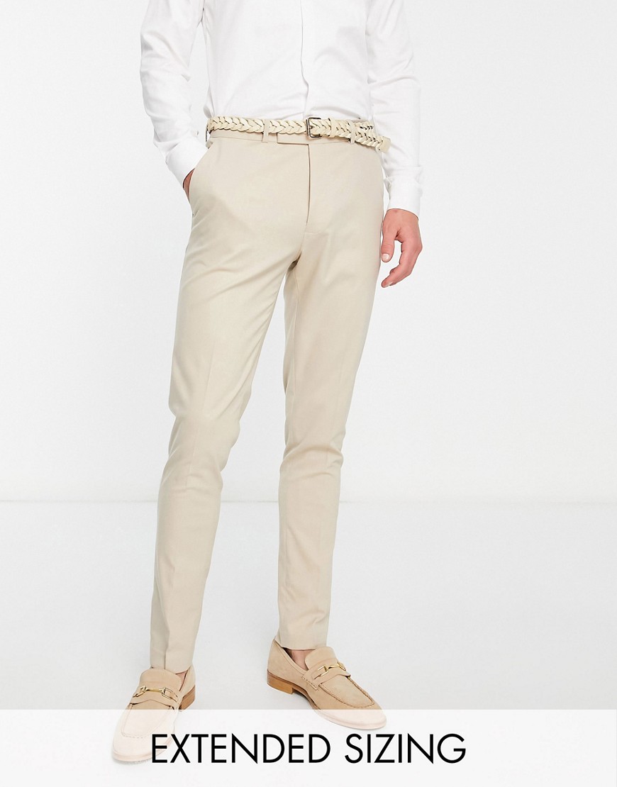 Asos Design Skinny Suit Trousers In Stone-neutral