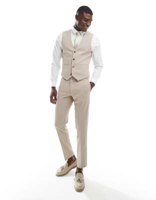 ASOS DESIGN skinny suit trousers in stone - view 1
