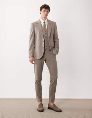 ASOS DESIGN skinny suit trousers in stone-Brown