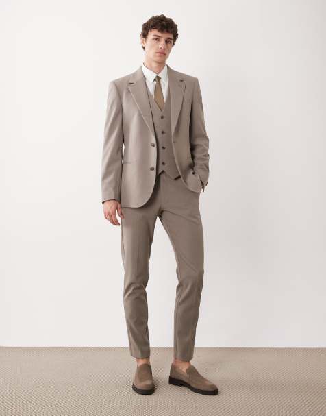 ASOS DESIGN skinny suit trousers in stone - view 1