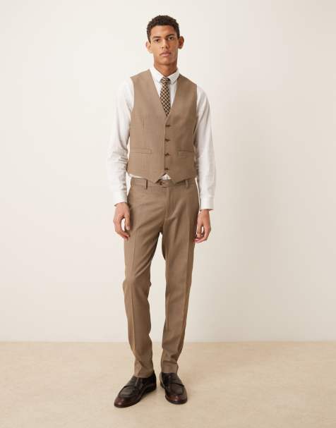 Wedding Outfit Beige Vest And Suit Pants Shop Men's Vests Double Breasted  Vests ASOS