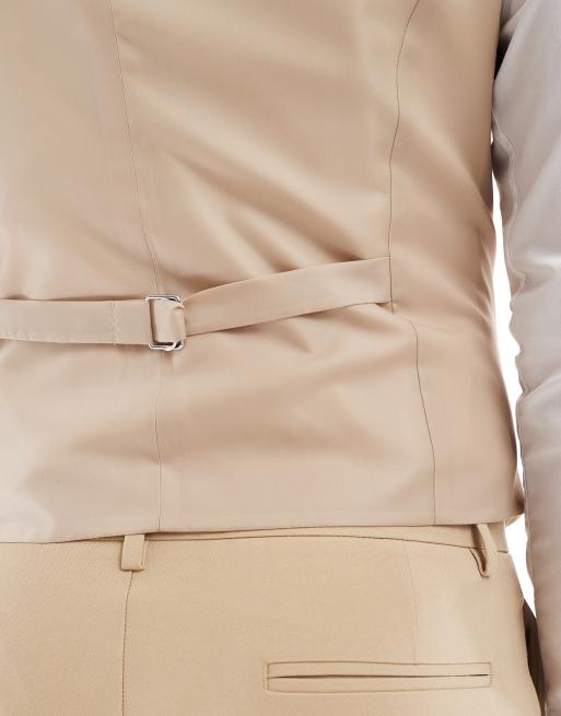 ASOS DESIGN skinny suit vest in beige, 3 of 5