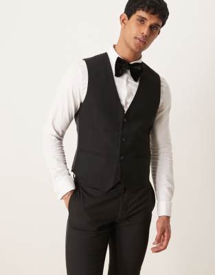 Asos Design Skinny Suit Vest In Black