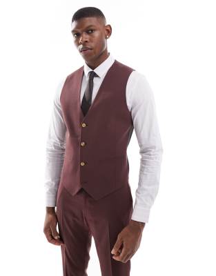 skinny suit vest in brown