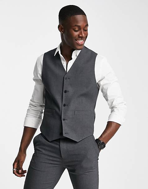 Mens Retro Vintage Black Satin Trim Waistcoat Tailored Fit Smart Casual Tux Vest 