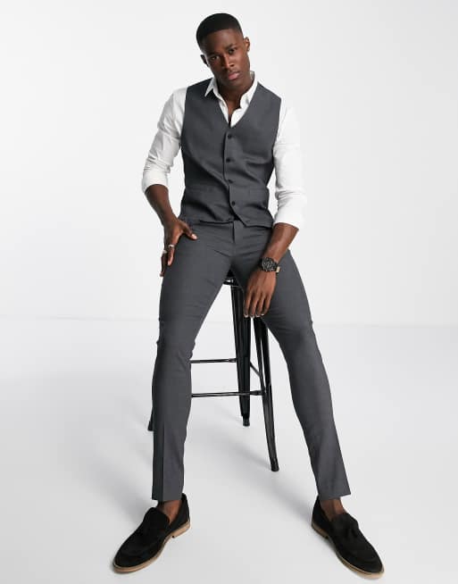 ASOS DESIGN skinny suit pants in charcoal