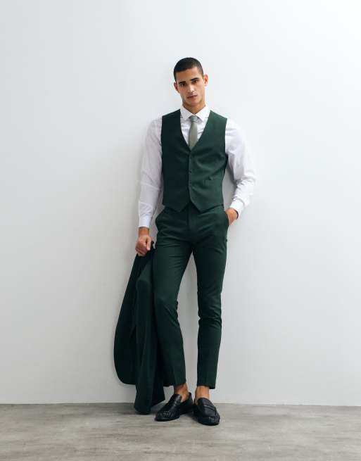 dark green dress vest ASOS Design skinny suit in Vivianne